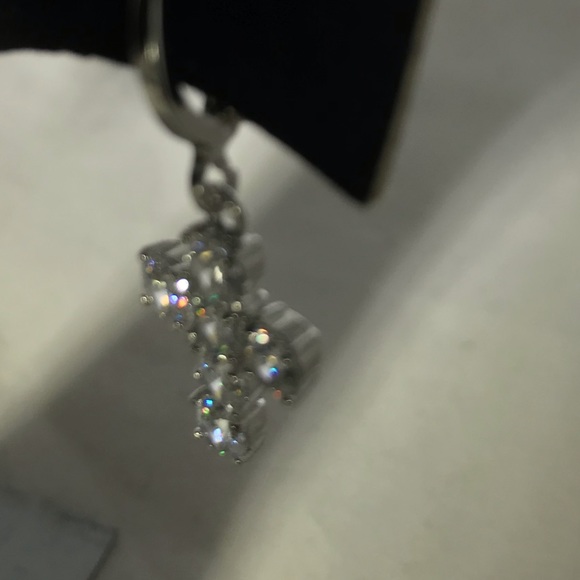 Cross Earrings Stainless Steel White Sapphires - Picture 2 of 4